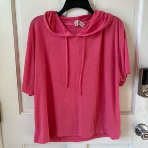 RBX Vibrant Pink Hooded Workout Tee Size L